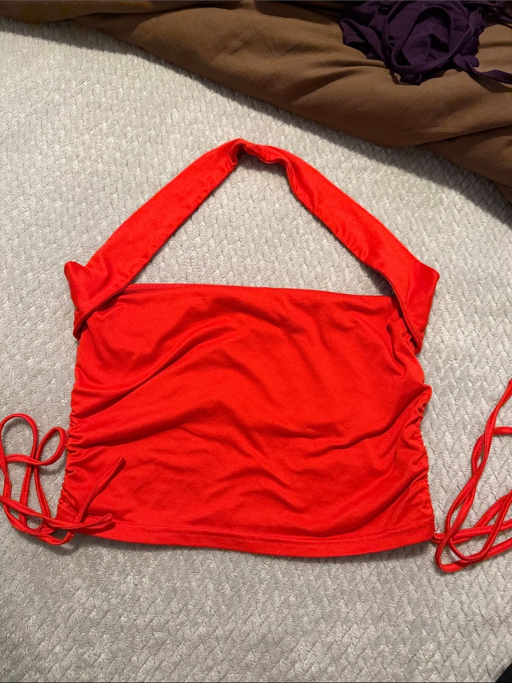 silence + noise Red Halter Crop Top with Side Ties